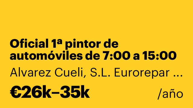 Oficial 1ª pintor de automóviles de 7:00 a 15:00