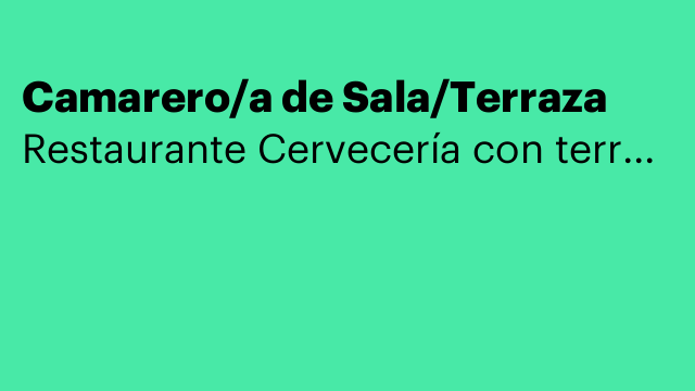 Camarero/a de Sala/Terraza
