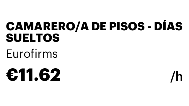 CAMARERO/A DE PISOS - DÍAS SUELTOS