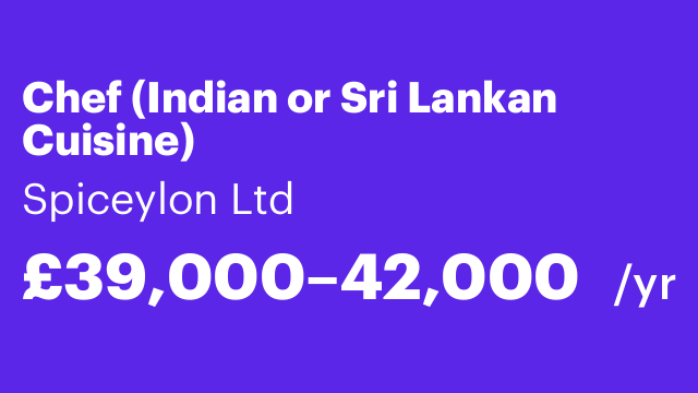 Chef (Indian or Sri Lankan Cuisine)