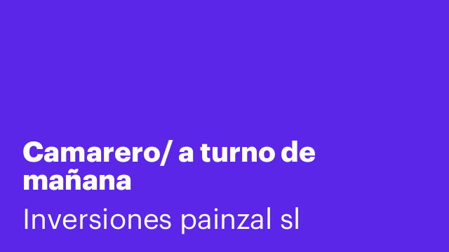 Camarero/ a turno de mañana