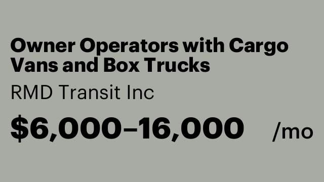 Owner Operators with Cargo Vans and Box Trucks