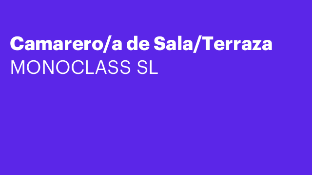 Camarero/a de Sala/Terraza
