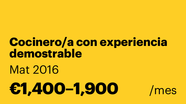 Cocinero/a con experiencia demostrable
