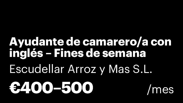 Ayudante de camarero/a con inglés – Fines de semana (Bernabéu Market)