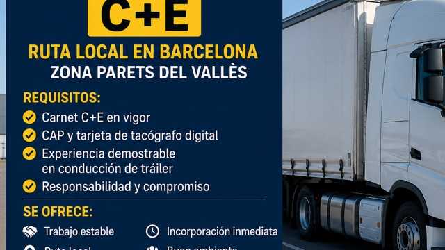 SE BUSCAN CONDUCTORES C+E – RUTA LOCAL EN BARCELONA