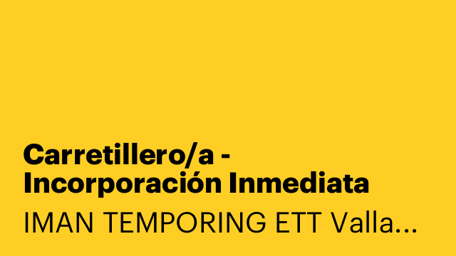 Carretillero/a - Incorporación Inmediata