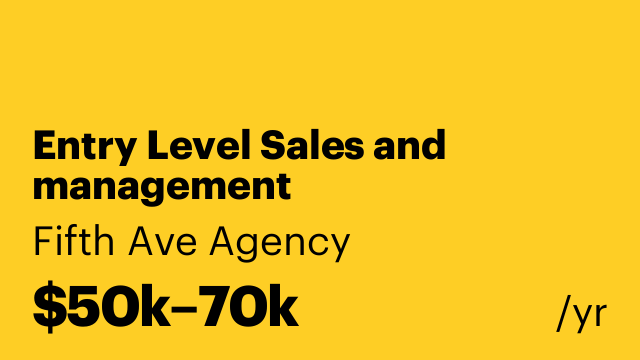 Entry Level Sales and management