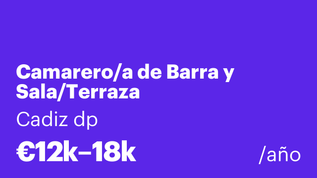 Camarero/a de Barra y Sala/Terraza