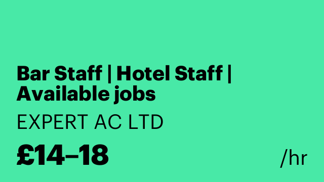 Bar Staff | Hotel Staff | Available jobs
