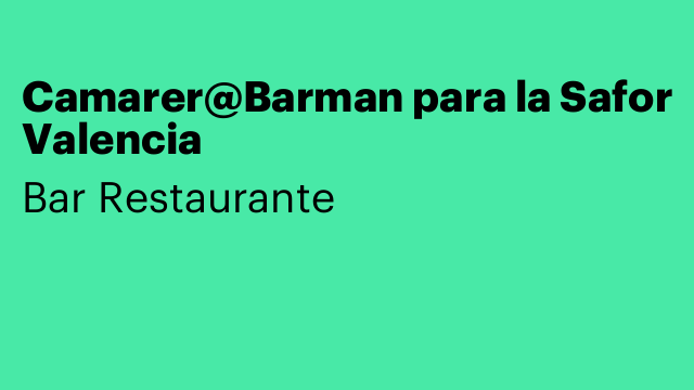 Camarer@Barman para la Safor Valencia