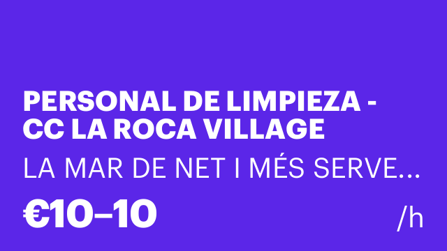PERSONAL DE LIMPIEZA - CC LA ROCA VILLAGE