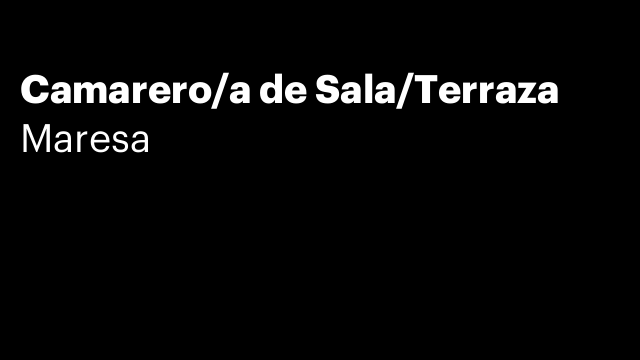 Camarero/a de Sala/Terraza