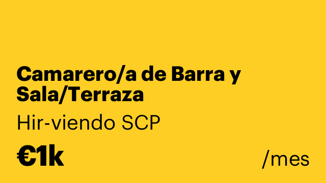 Camarero/a de Barra y Sala/Terraza