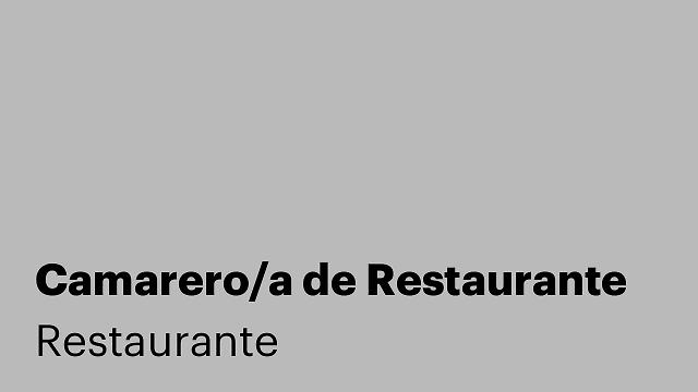 Camarero/a de Restaurante