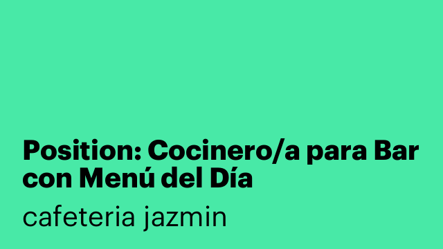 Position: Cocinero/a para Bar con Menú del Día