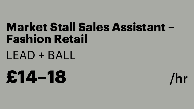 Market Stall Sales Assistant – Fashion Retail