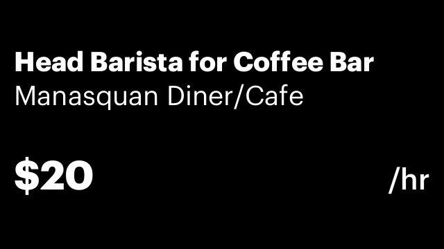 Head Barista for Coffee Bar