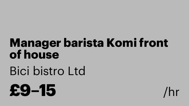 Manager barista Komi front of house