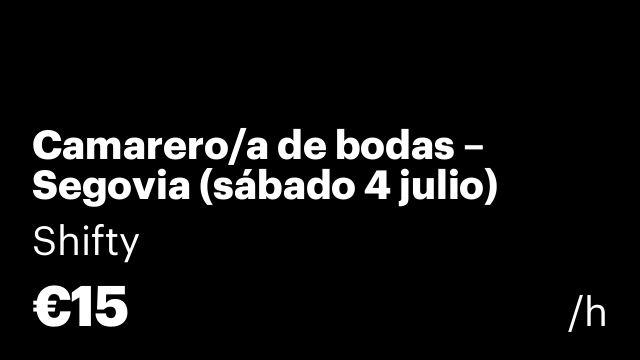 Camarero/a de bodas – Segovia (sábado 4 julio)