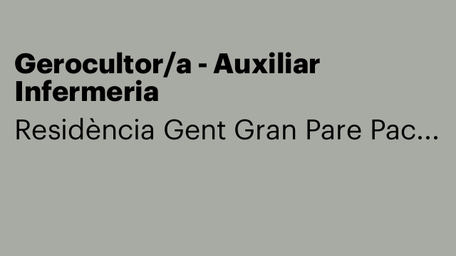 Gerocultor/a - Auxiliar Infermeria