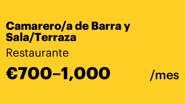 Camarero/a de Barra y Sala/Terraza