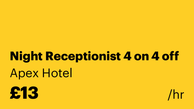 Night Receptionist 4 on 4 off