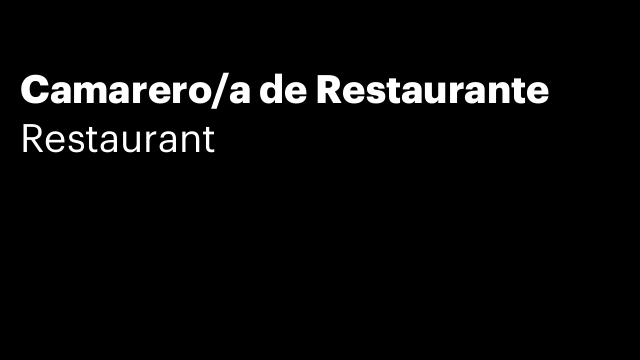 Camarero/a de Restaurante