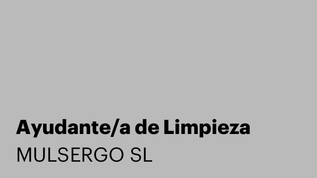 Ayudante/a de Limpieza