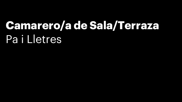 Camarero/a de Sala/Terraza