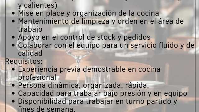 Cocinero/a Restaurante