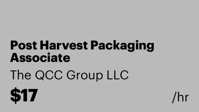 Post Harvest Packaging Associate