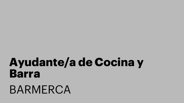 Ayudante/a de Cocina y Barra