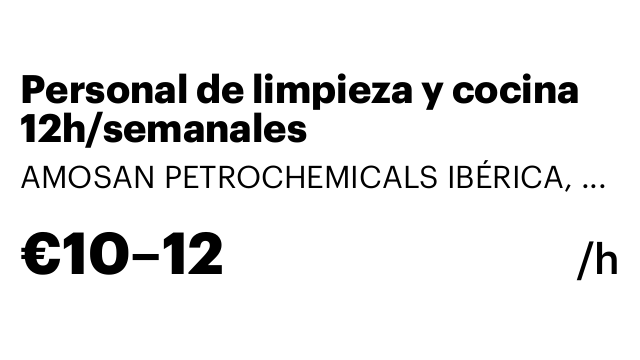 Personal de limpieza y cocina 12h/semanales