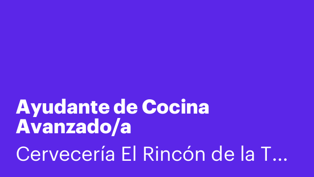 Ayudante de Cocina Avanzado/a