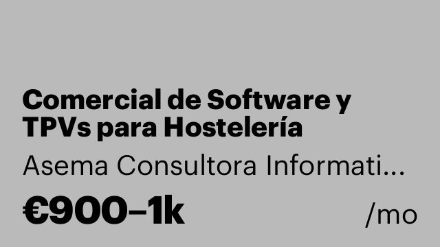 Comercial de Software y TPVs para Hostelería