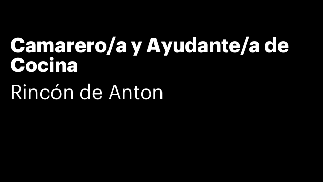 Camarero/a y Ayudante/a de Cocina