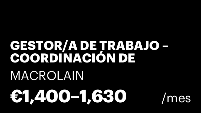 GESTOR/A DE TRABAJO – COORDINACIÓN DE TÉCNICOS