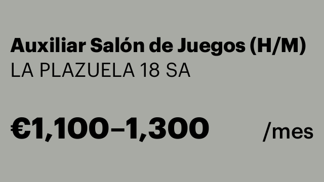 Auxiliar Salón de Juegos (H/M)