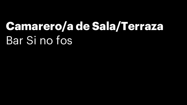 Camarero/a de Sala/Terraza