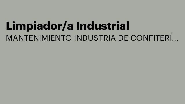 Limpiador/a Industrial