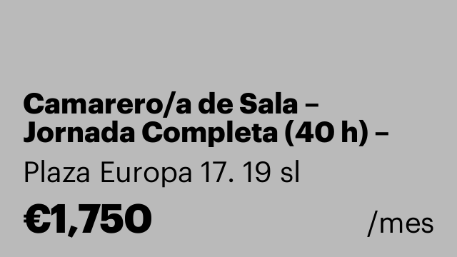 Camarero/a de Sala – Jornada Completa (40 h) – Hospitalet de Llobregat