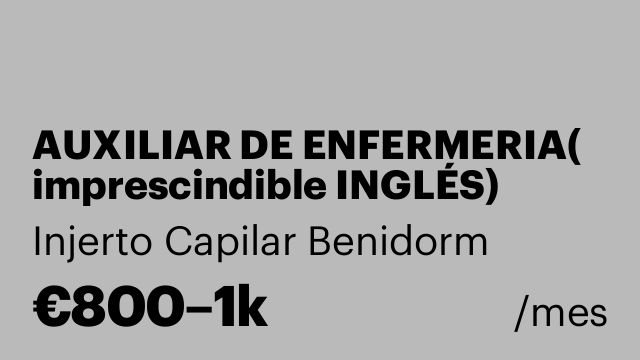 AUXILIAR DE ENFERMERIA( imprescindible INGLÉS)