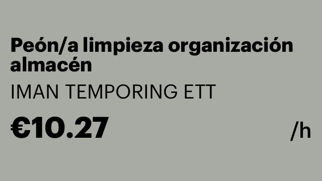 Peón/a limpieza organización almacén