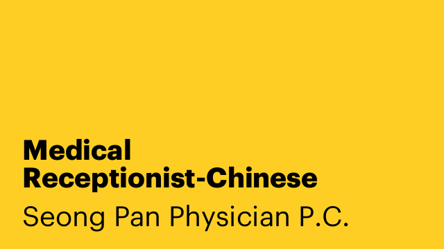 Medical Receptionist-Chinese Speaking