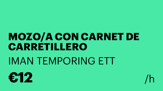 MOZO/A CON CARNET DE CARRETILLERO