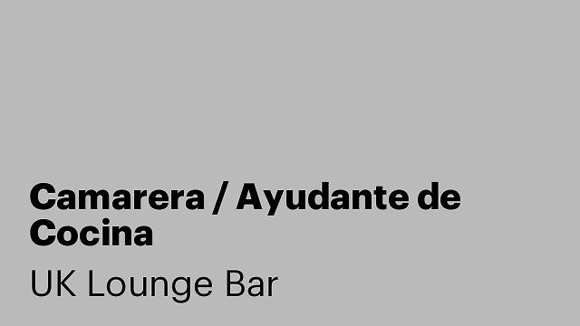 Camarera / Ayudante de Cocina