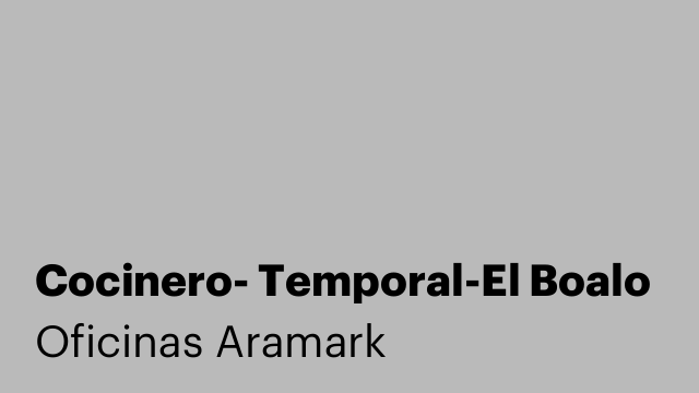 Cocinero- Temporal-El Boalo