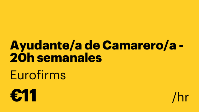 Ayudante/a de Camarero/a - 20h semanales