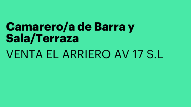 Camarero/a de Barra y Sala/Terraza